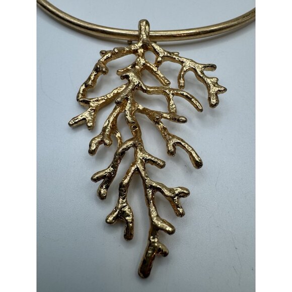 Necklace Choker Coral Leaf  Zara - Choker Collar Statement Gold Open Reef Ocean - Picture 4 of 6